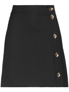 Ganni Black A-Line Skirt with Gold Buttons